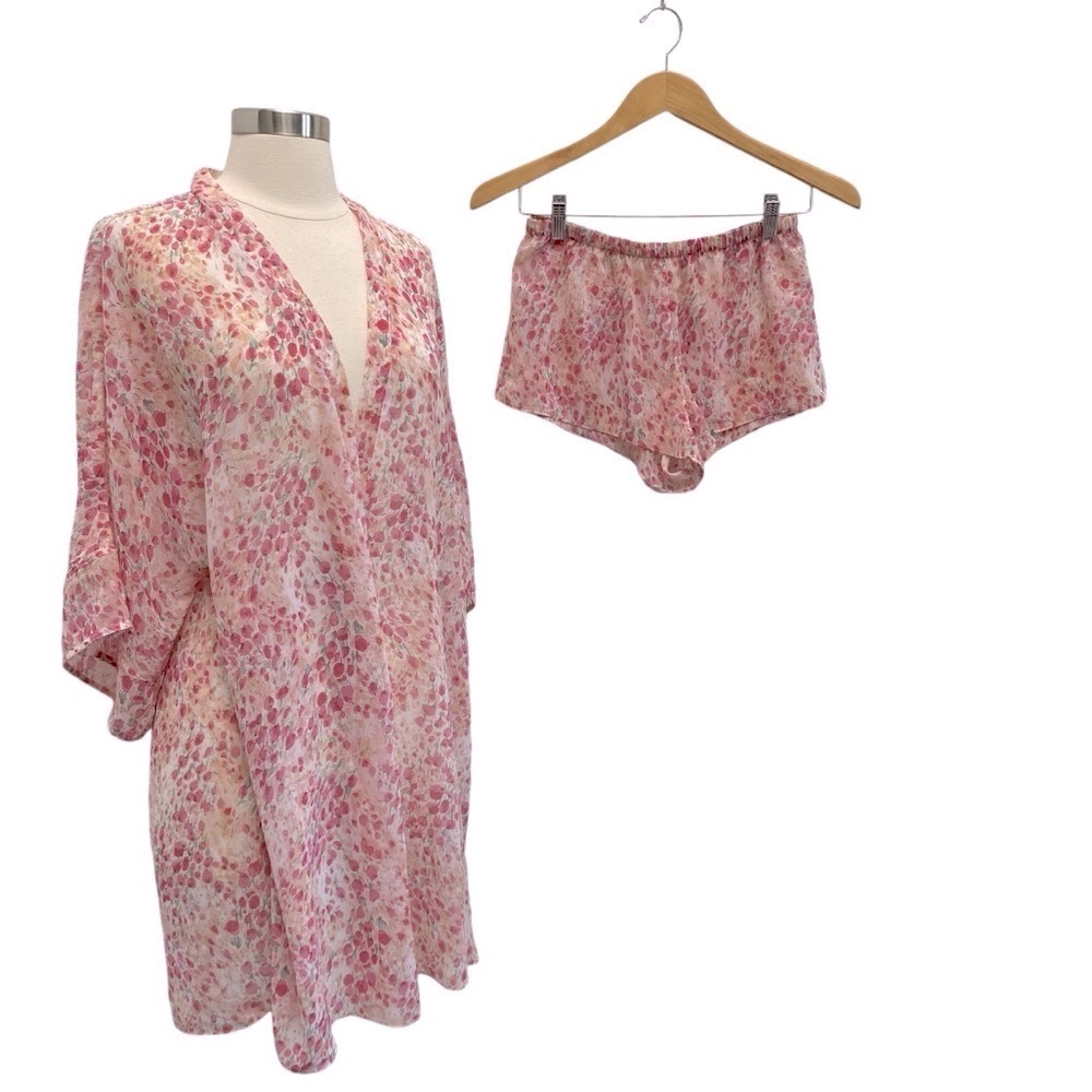 Flora Nikrooz Floral Printed Chiffon Wrap Robe & Shorts Intimates Set - Picture 12 of 12